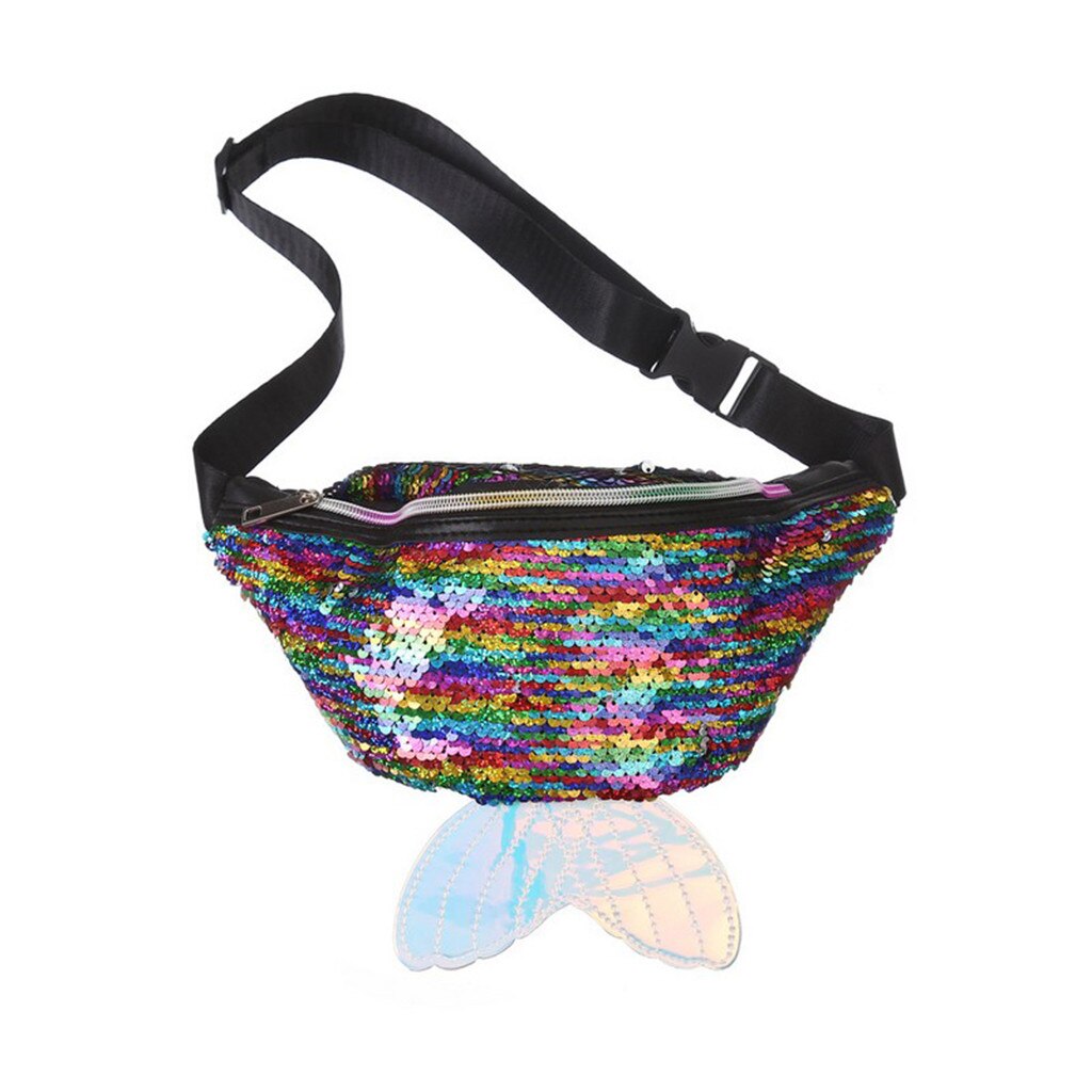 Frauen fanny Pack Bunte Pailletten Taille Tasche Brust Beutel Schulter Gürtel Tasche Meerjungfrau Schwanz Beste Für Mädchen p15: MULTI