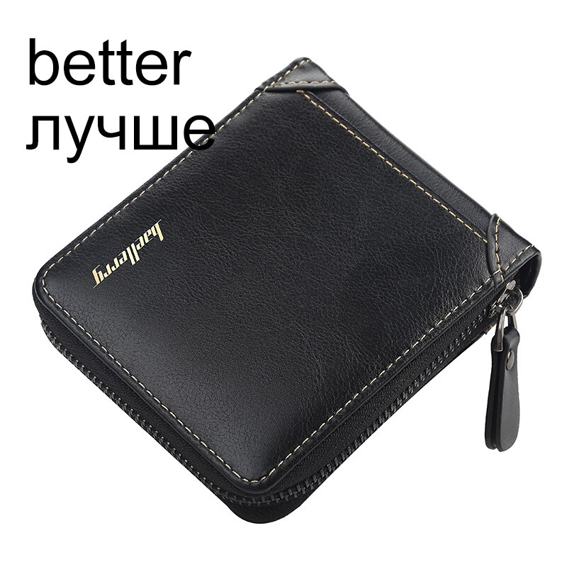 Baellerry Vintage Top Men Wallets Leather Card Holder Wallets and Purses Black Brown Small Wallet: Black-H-Better