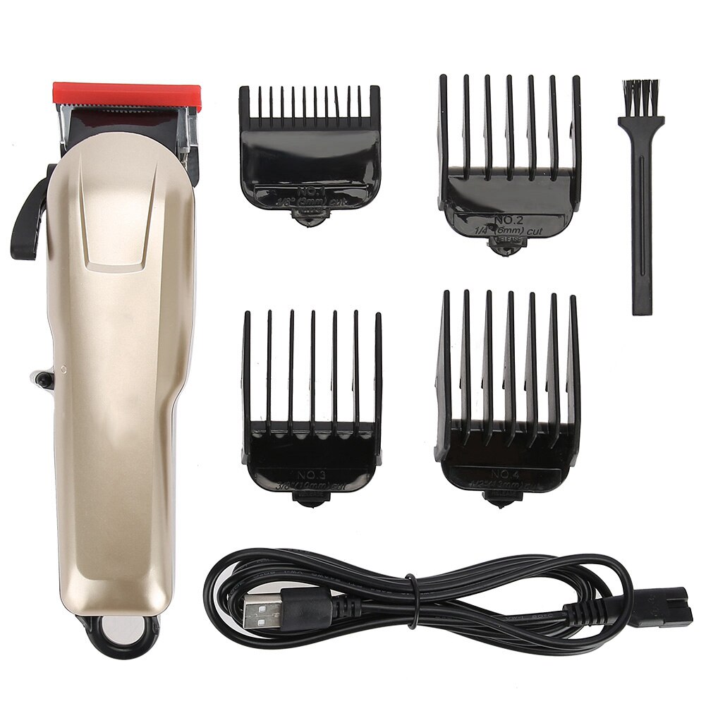 Barber Shop Electric Hair Clipper USB Rechargeable Wireless Hair Trimmers Steel Blade Hair Cutting Machine Waterproof Clipper