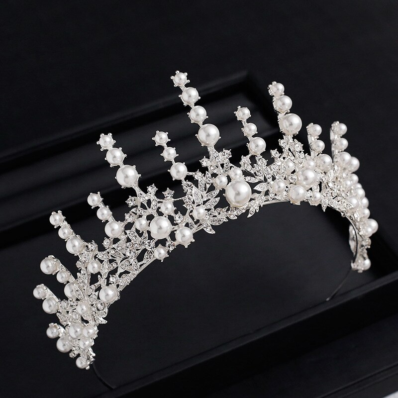 Handgemachte Kristall Perle Kostüm Schmuck setzt Strass Kronen Braut Frauen Hochzeit Schmuck einstellen Halskette Ohrringe Tiara