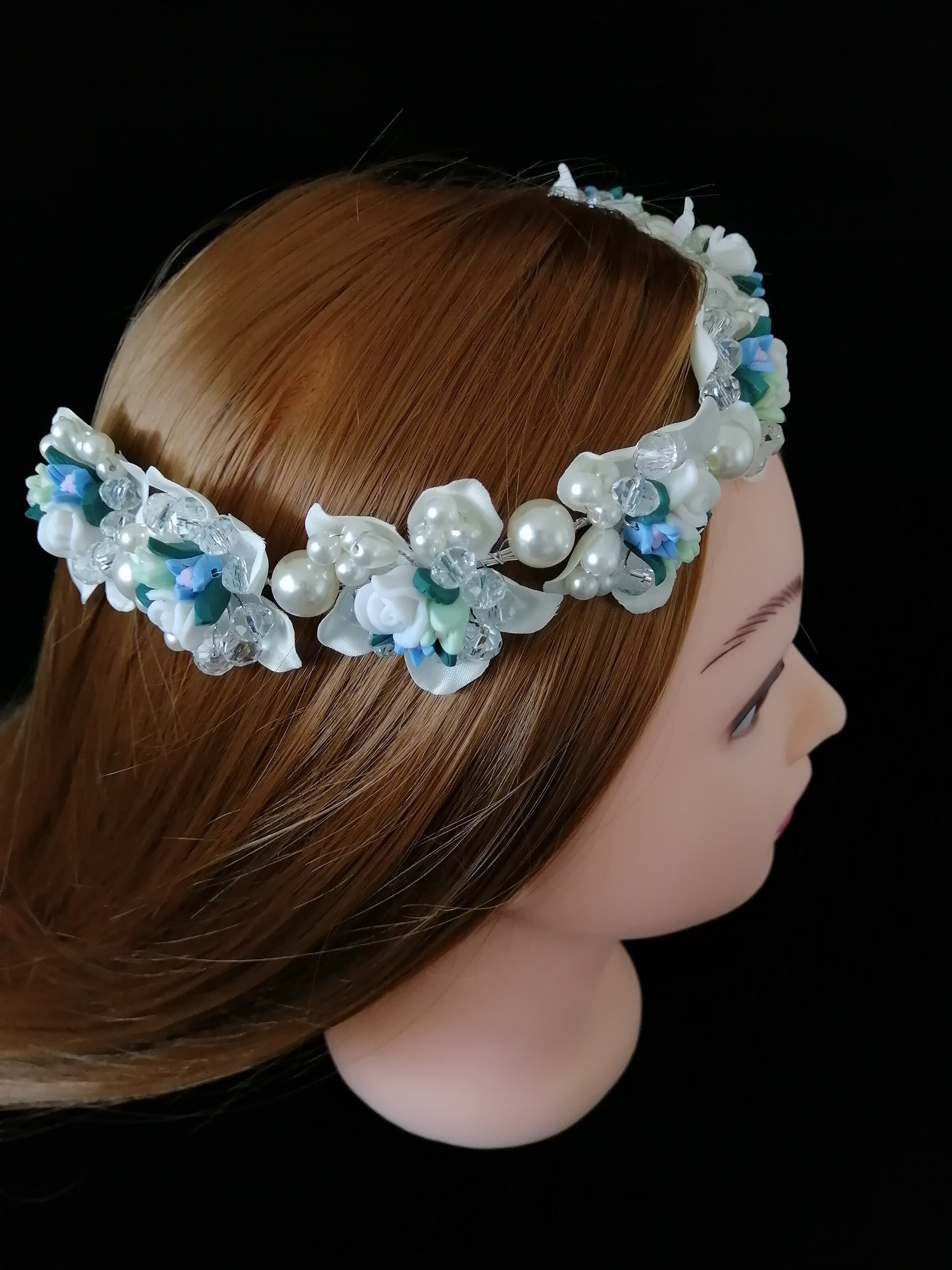 Blomsterpige tiara krystal tiara bryllup hovedbeklædning rhinsten diadem rhinsten første nadver tiara marah blomsterpige tiara