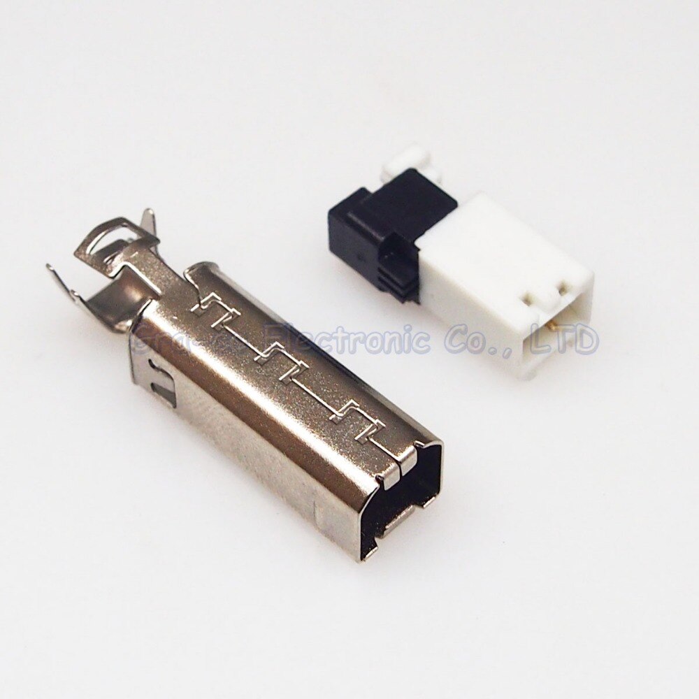 10set 2 in 1 USB B Male Plug with metal housing shell Solderless USB Data plug