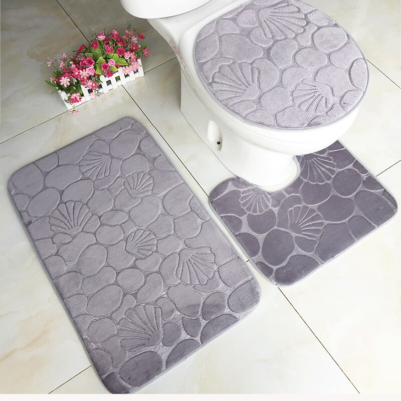 Zeegle Bathroom Mat Set Microfiber Carpet For Bathroom Toilet Lid Cover Bath Mat for Home Decoration Absorbent Bathroom Rugs Set: N-3pcs