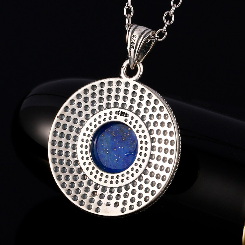 Sterling Silber 925 Halskette Natürliche Lapis Lazuli Stein Anhänger Halskette für Frauen Einfache Edlen Schmuck