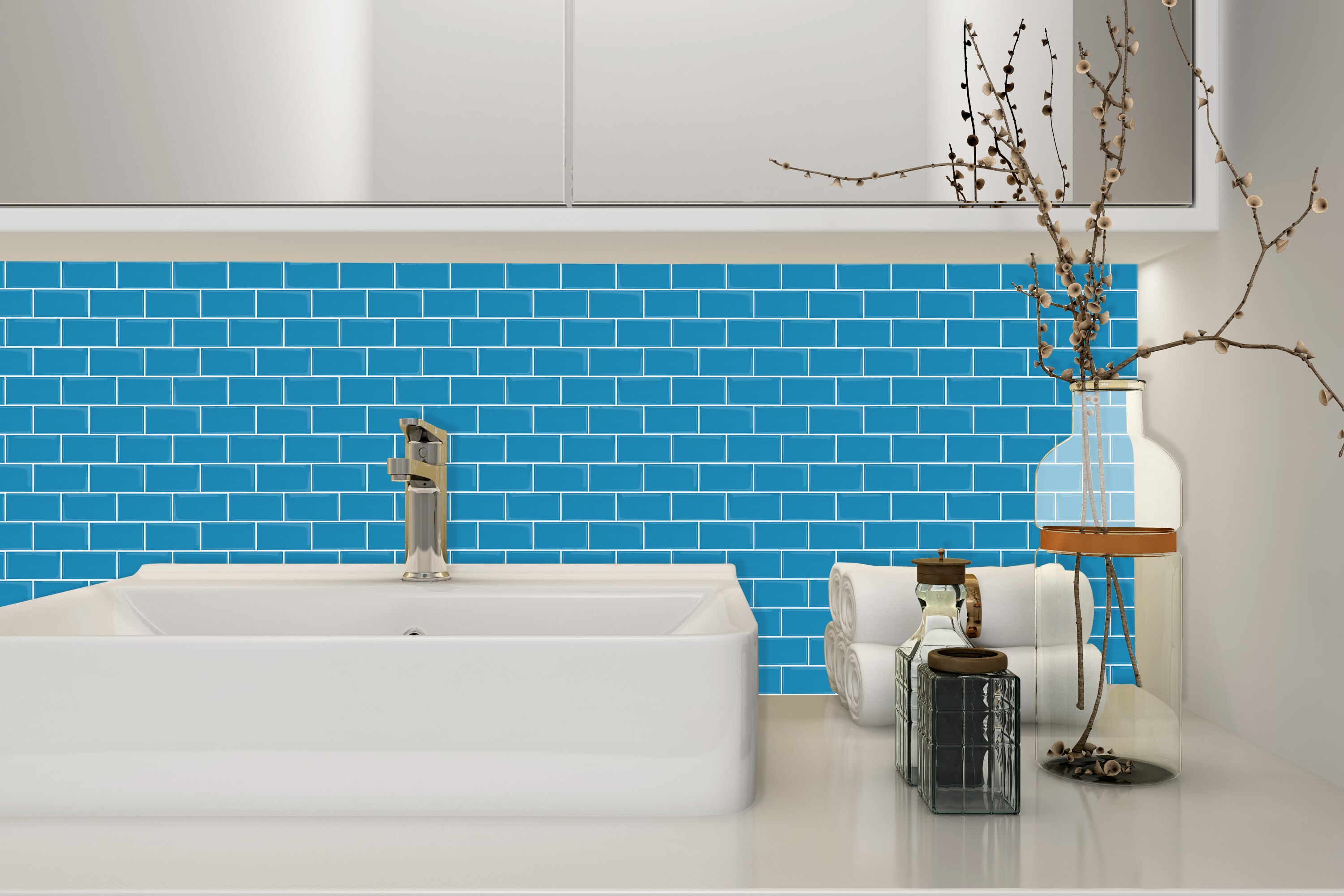 Papier peint adhésif résistant à l'eau, 1 feuille, autocollant mural Premium pour salle de bain