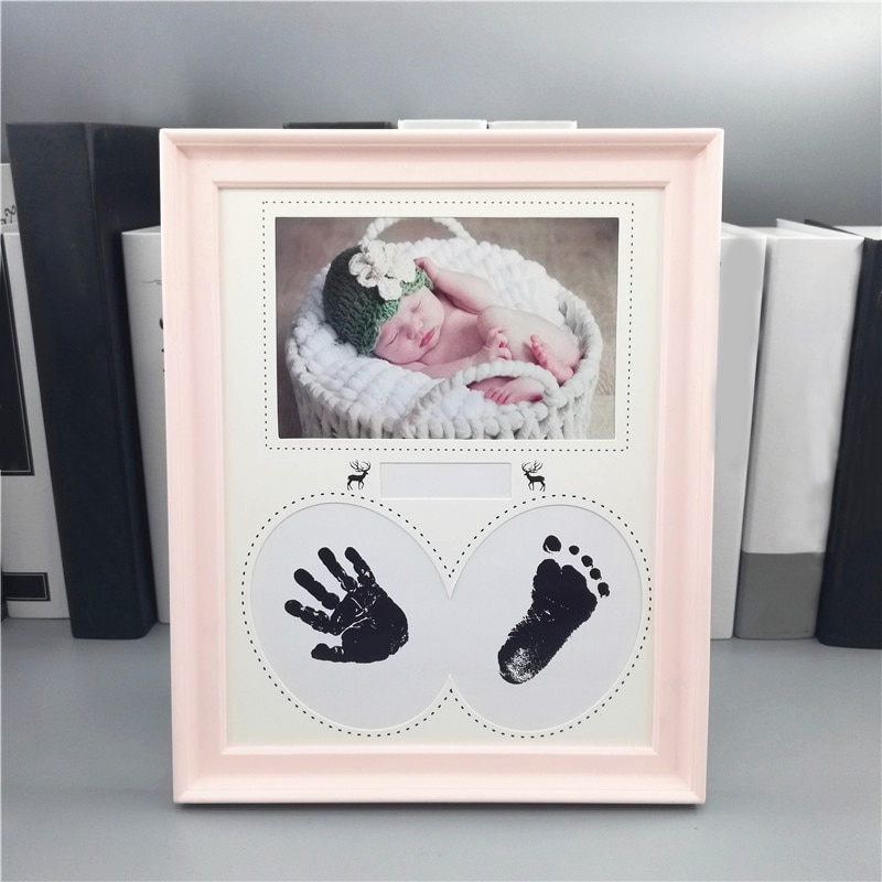 Baby Fotolijst Handafdruk Footprint Opdruk Kit Pasgeboren Hand Stempelkussen Fotolijst Baby Voetafdruk Baby Souvenirs Verjaardagscadeautjes