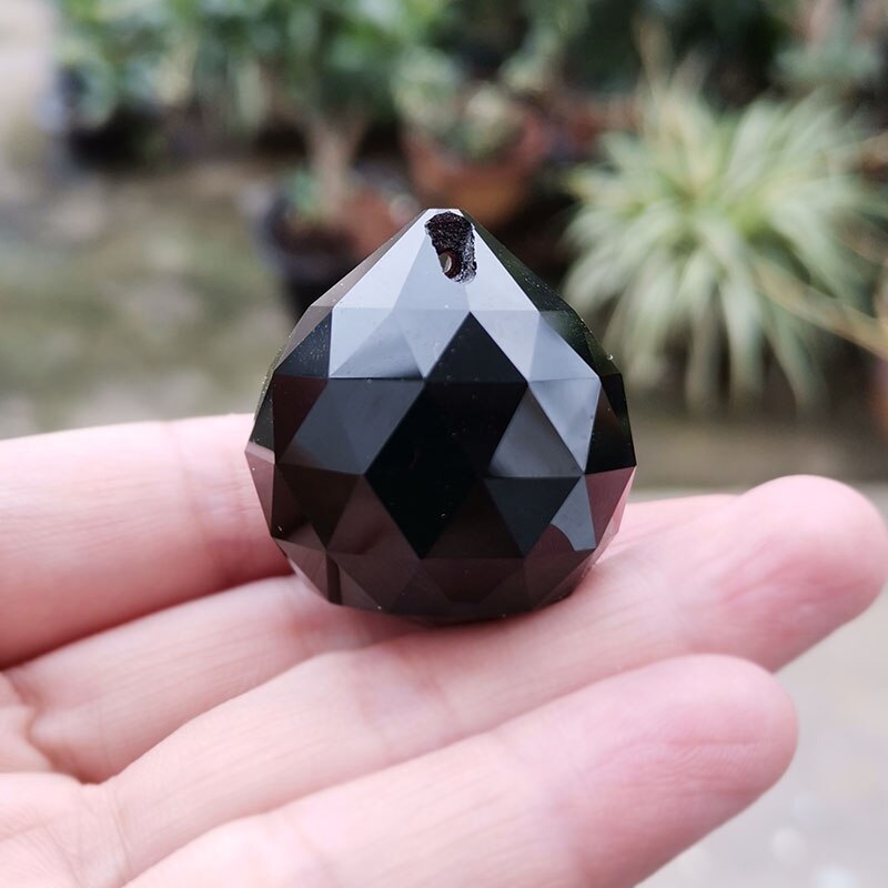 Lámpara colgante de prisma con bola facetada de cristal de colores de 10 uds, lámpara atrapasol para decoración del hogar o boda, pisapapeles de cristal: black