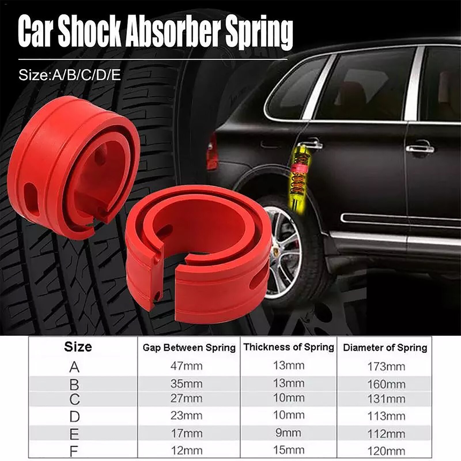 2 pièces couleur rouge amortisseur de voiture pour la voiture tampon ressort pare-chocs puissance auto-tampons A/B/C/D/E/F Type ressorts pare-chocs coussin