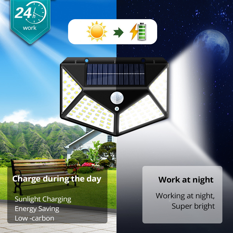 Solcellelampe utendørs hagelys bevegelsessensor solcellelampe vanntett sollysdrevne solcellelamper led-spotlight for hage