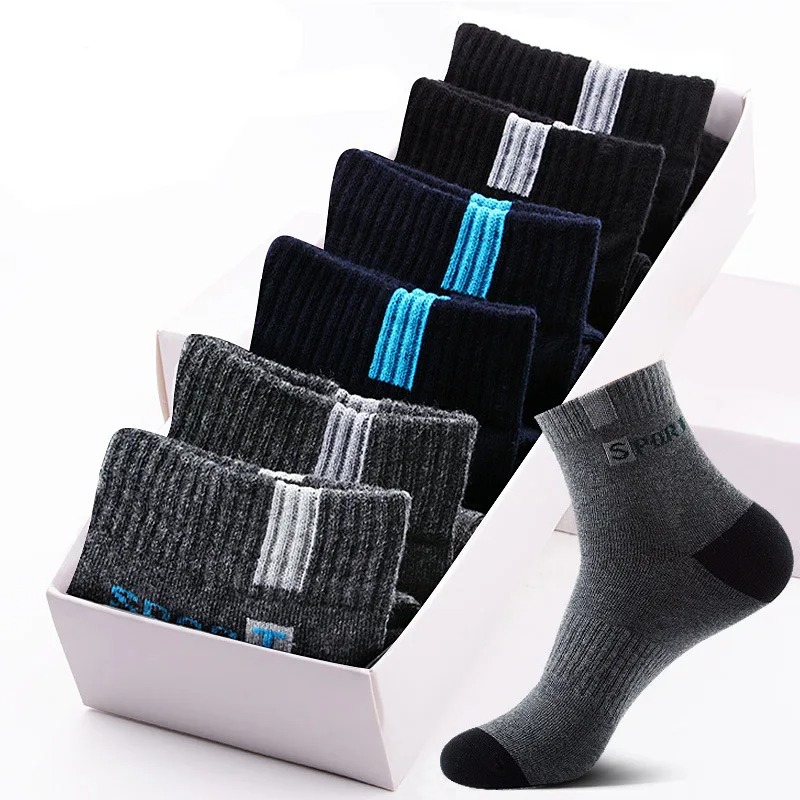 10 pares de medias deportivas de algodón transpirables para hombre, calcetines de fibra de bambú para otoño e invierno, desodorante con absorción de sudor, calcetines de negocios