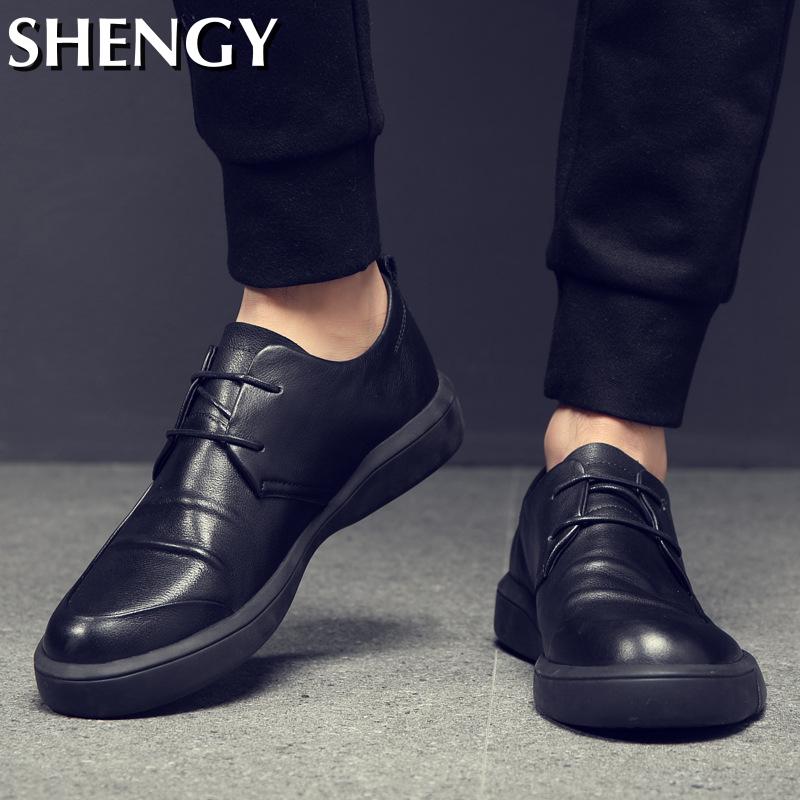 Baskets respirantes en cuir PU à plateforme pour hommes, chaussures de bureau formelles de , Style britannique,