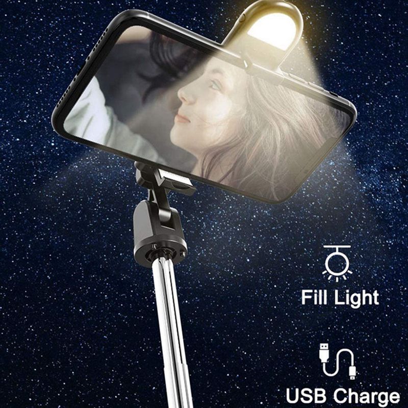 Draagbare Bluetooth Selfie Stok Statief Met Licht Invullen Draadloze Afstandsbediening Bluetooth Selfie Stick Voor Mobiele Telefoon