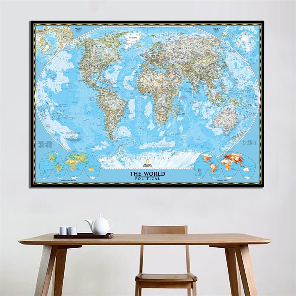 Edition The World Political Map With Population Density World Map Wall Decor Canvas Painting For Home Decor Crafts 2x3ft
