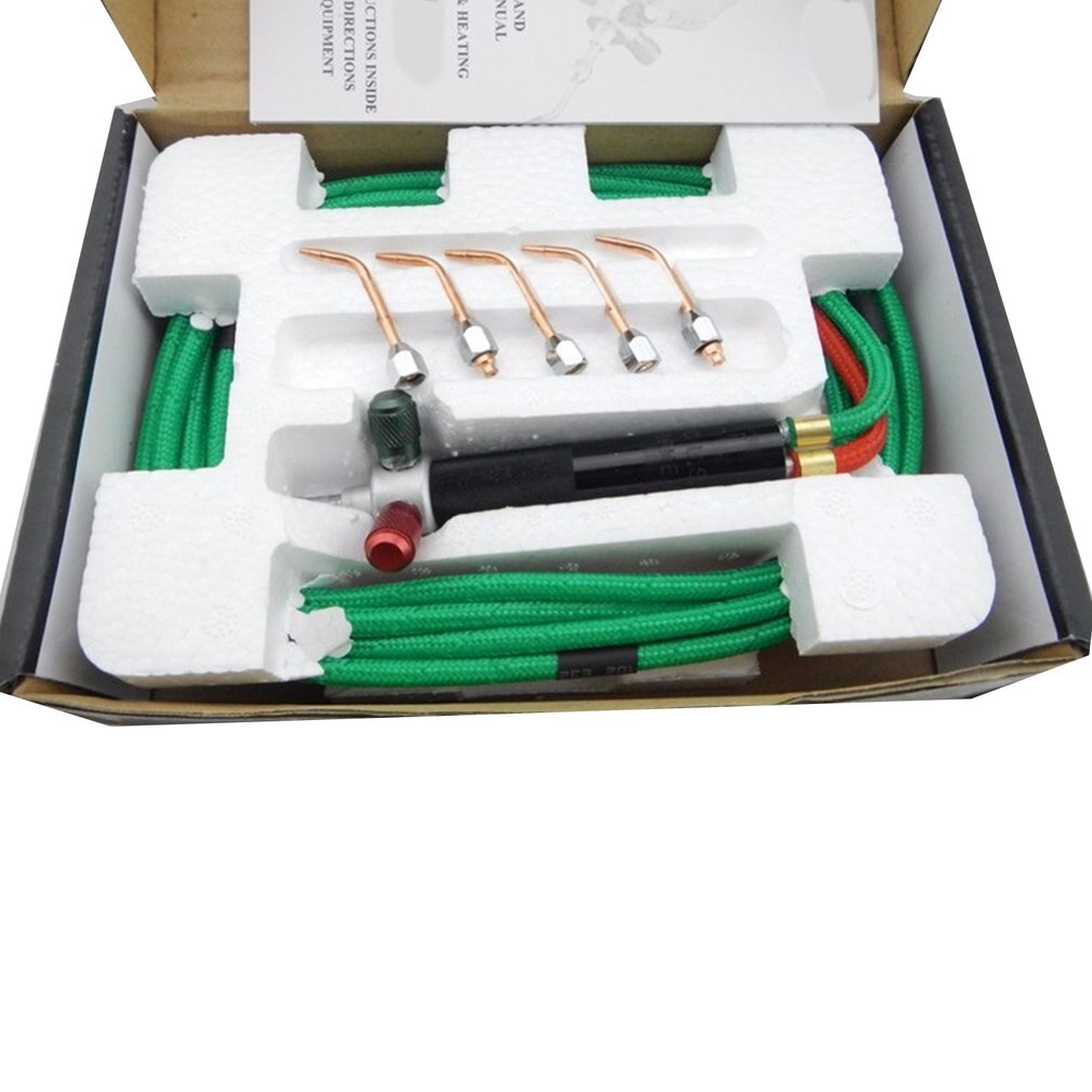 Mn Gas Lttle Torch W/ 5 Weld Tps Oxygen Acetylene Gun Brass For