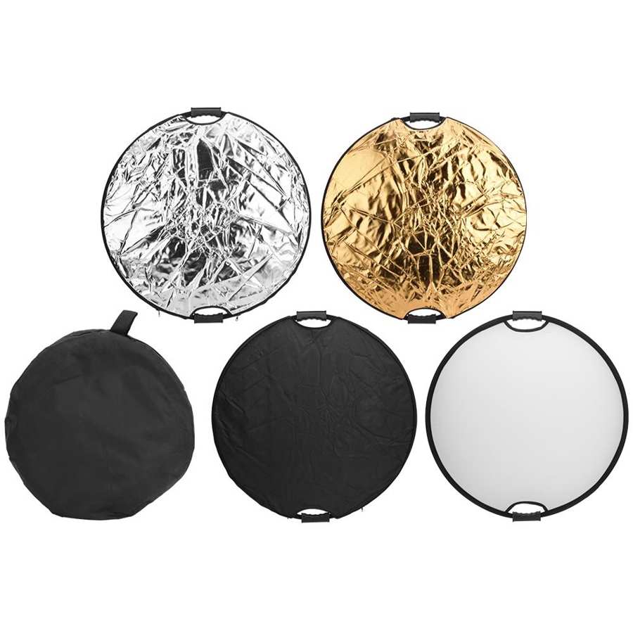 Reflector Panel 5 in 1 Reflective Fabric Double Handle Round Folding Reflector Panel for Fill Light for Indoor and Outdoor