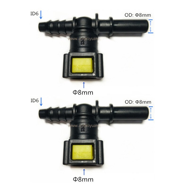 D8 Tee connector for Peugeot 207 Fuel line quick connector plastic female connector gas fuel filter connector two 2pcs a lot: A