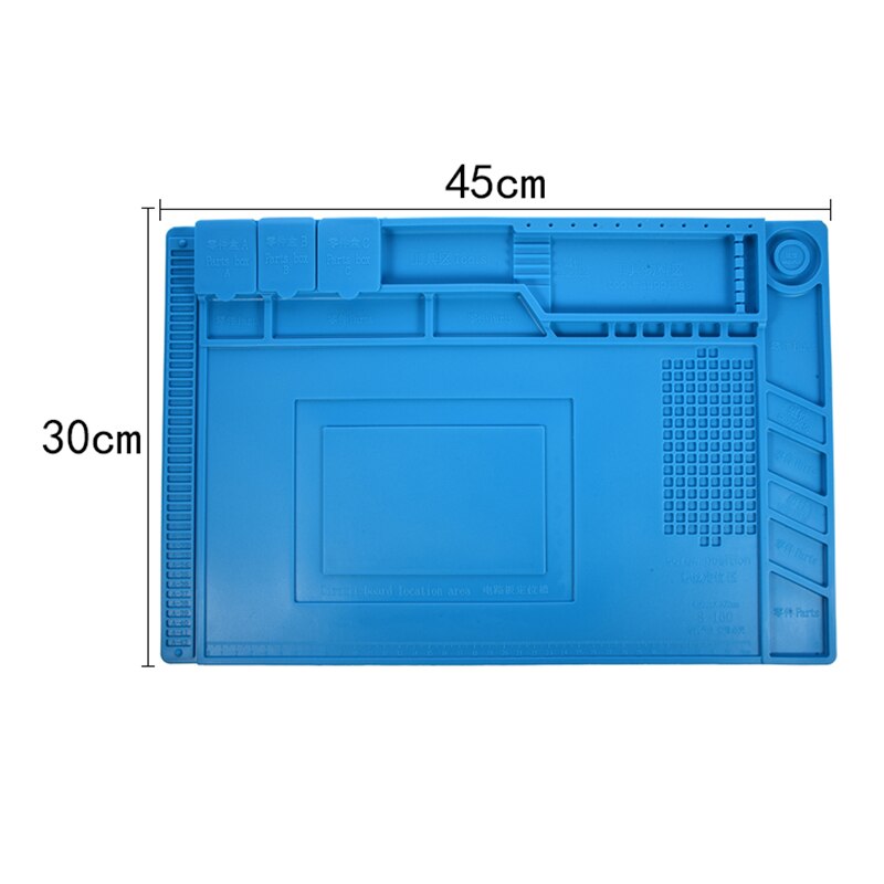 S-160 45x30cm Heat Insulation Silicone Pad Desk Mat Maintenance Platform For BGA Soldering Repair Station With Magnetic Section