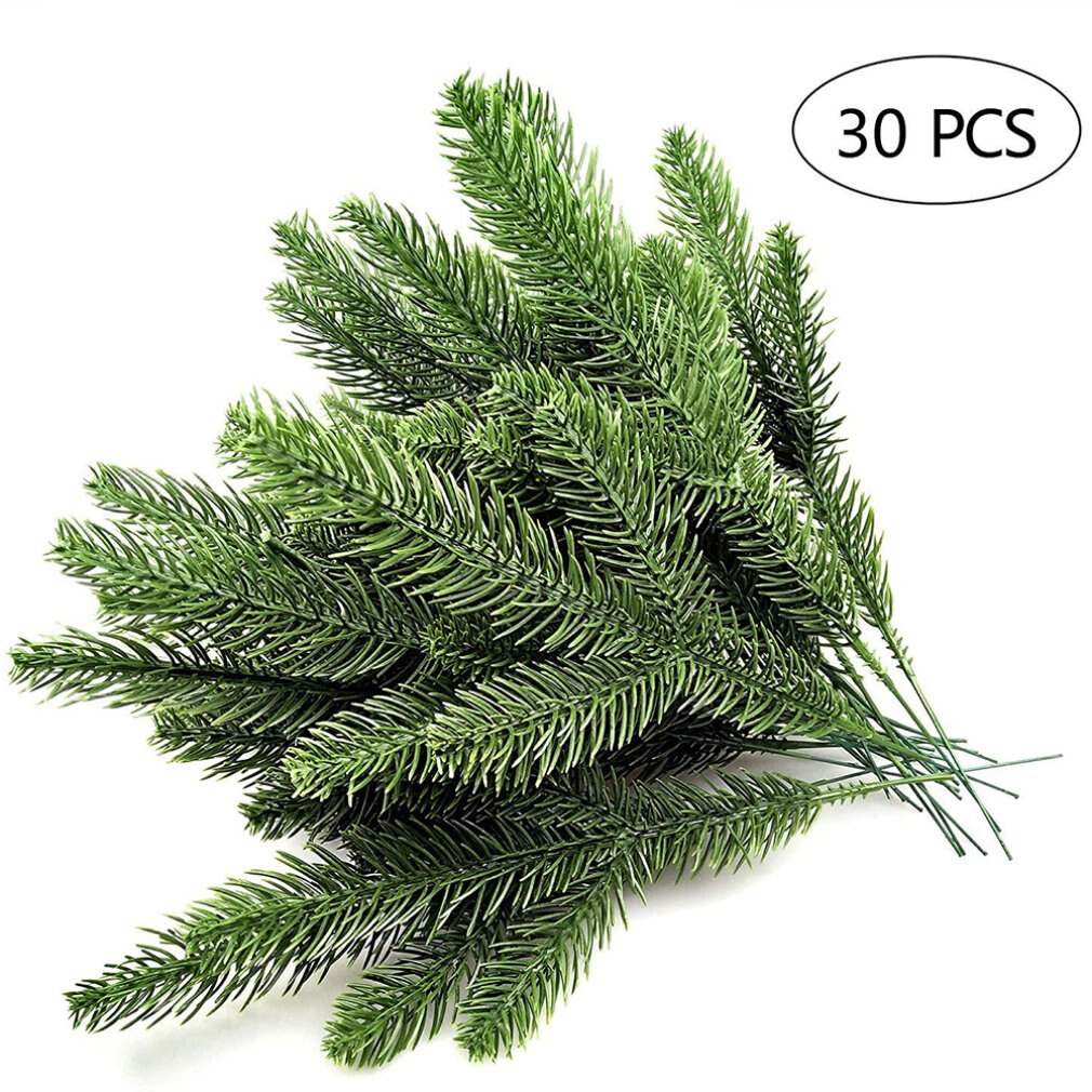 30Pcs Kunstmatige Pine Takken Groene Bladeren Naald Garland Home Garden Verfraaien Groene Planten Dennennaalden