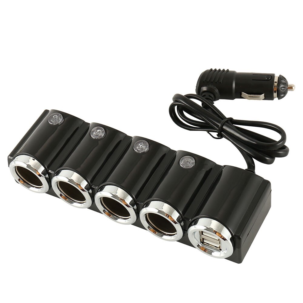 4 Manier Multi Socket Dual Usb Oplader Supply Sigarettenaansteker Splitter Power Charger Adapter Opladen Dual Usb-poorten: 4 way