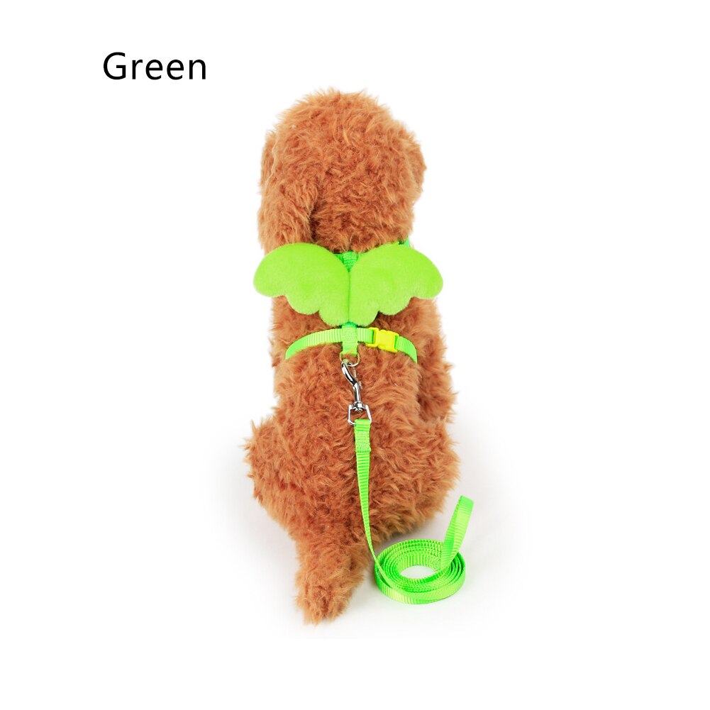 Schattige hond puppy engelenvleugel wandelriem harnas riem riem halsband verstelbaar: Groente / M