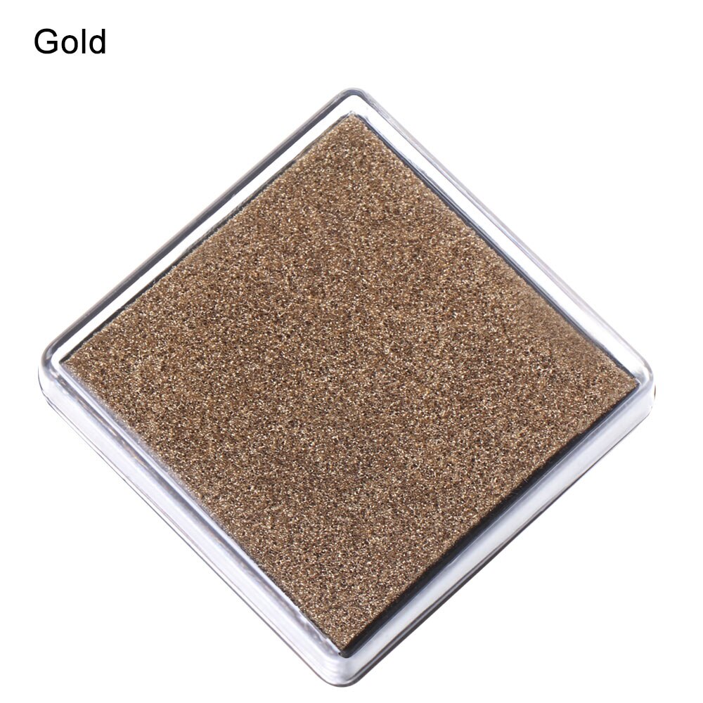 1PC Colorful Ink Pad Printing Oil Stamp Pads Fingerprint Square Inkpad Sponge Scrapbooking Drawing Toys DIY Office School Supply: Gold