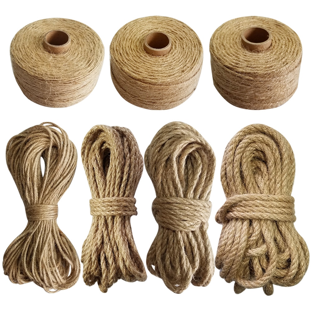 100%  naturligt jute reb 1mm-10mm garn macrame snore til dekoration håndlavet gør-det-selv