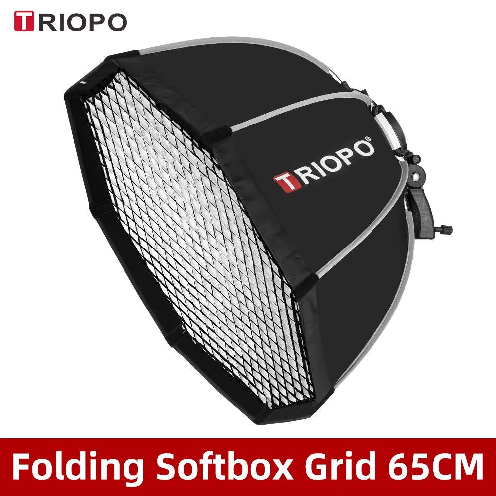 Triopo 55cm 65cm 90cm 120cm kokoontaitettava kahdeksankulmainen softbox kannatin softbox kahva godox yongnuo speedlite salamavalolle: Kulta-