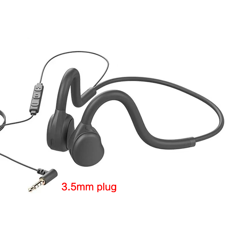 Auriculares de conducción de aire de oreja abierta, estéreo con cable de 3,5mm, no intrauditivos, auriculares de música ultraligeros con micrófono para teléfono IOS y Android: Azul