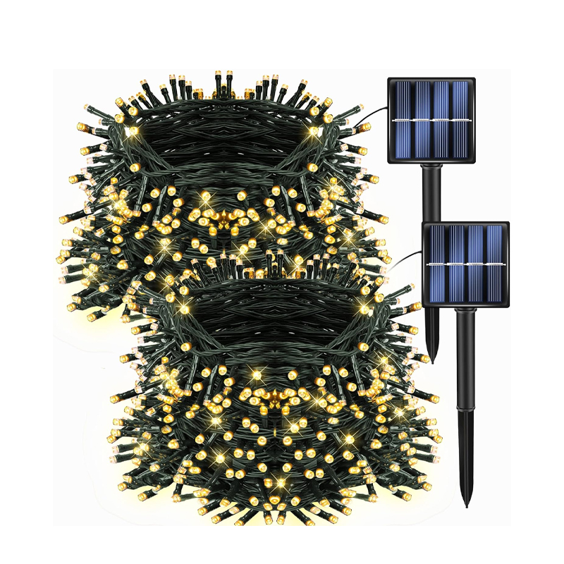 Guirnaldas de luces alimentadas por energía Solar para exteriores, guirnalda de calle impermeable para jardín, casas, decoraciones navideñas, cadena de tira de luces, 50/100/200