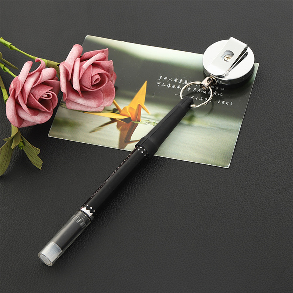 Intrekbare Badge Reel Pull Sleutelhanger Roestvrij Staal Draagbare Pen Houder Naamplaatje Id Kaarthouder Auto Sleutelhanger Riem clip Pen Cap