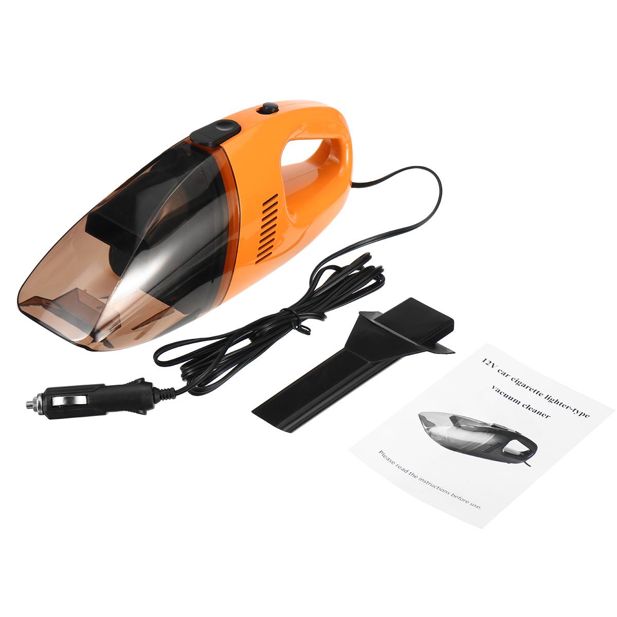 12V 120W Car Vacuum Cleaner Handheld Wet Dry Mini Hand Held Auto Dust Duster: Yellow