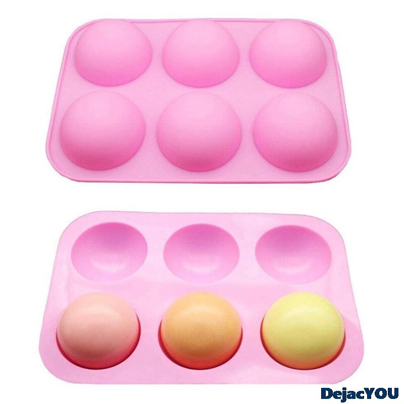 Molde semicircular de silicona para tartas de 6 agujeros, molde semiesférico para Tartas, se utiliza para hacer tartas
