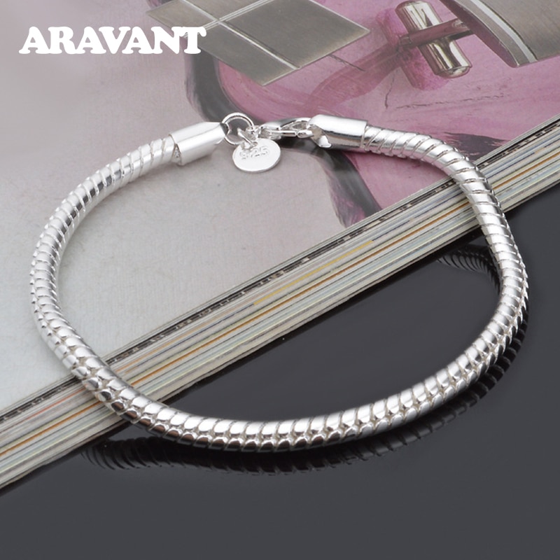 925 Zilveren Armband Voor Vrouwen 3Mm 4Mm Snake Bone Armbanden Sieraden