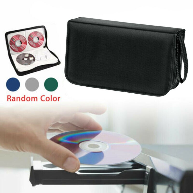 80 Sleeve CD DVD Blu Ray Disc Storage Bag Carry Case Holder Bag Leather Wallet Black Storage Ring Binder