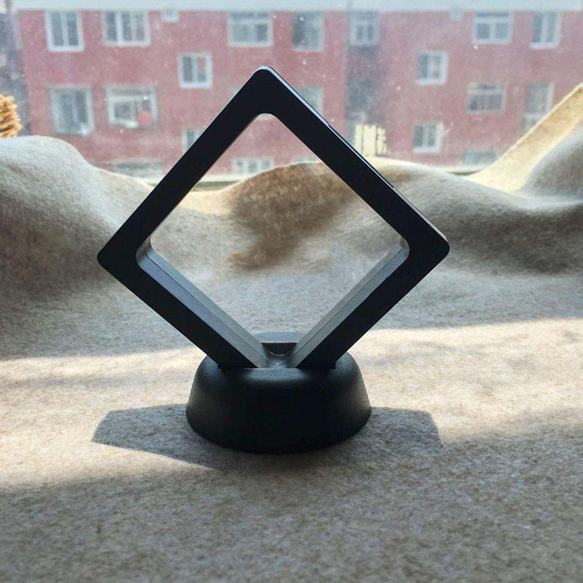 Vierkante 3D Albums Drijvende Frame Holder Coin Box Sieraden Display Show Case, 9X9cm (Met Voet)