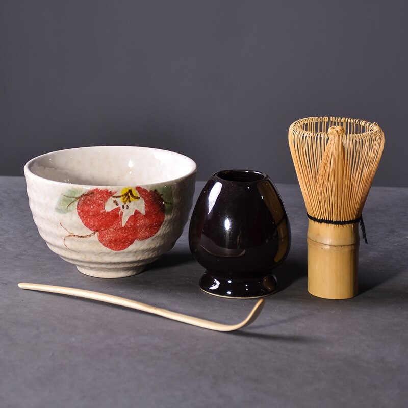 TANGPIN 4 stks/set traditionele matcha giftset bamboe matcha garde scoop ceremic Matcha Kom Garde Houder japanse thee sets: Style F