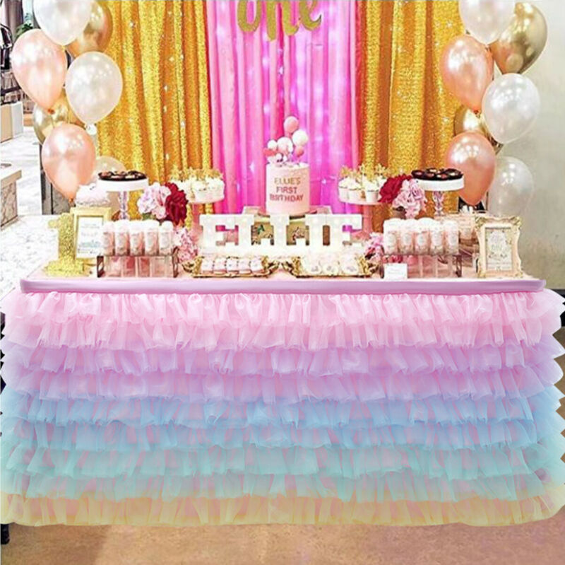 5 farver smuk tyl tutu bord nederdel bordservice xmas baby shower fødselsdag bryllup hotel festlig fest dekoration duge