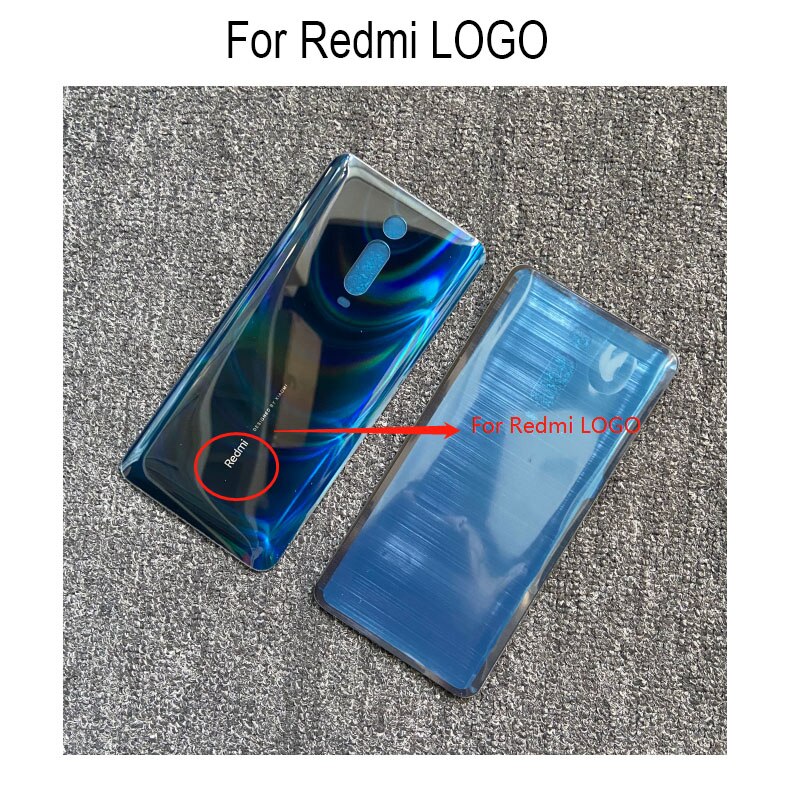 6.39 &quot Batterij Cover Voor Xiaomi MI9T Mi 9T / Pro Terug Behuizing Glas Panel Achterklep Case voor Xiaomi Redmi K20 / K20 Pro: For Redmi logo blue