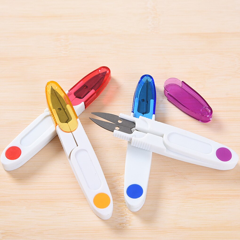 Cross Stitch Scissors Craft Thread Cutter Plastic Handle Sewing Clothes Thread Embroidery Craft Clipper Random Color