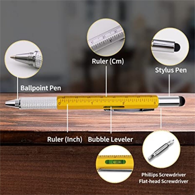 7 In1 Multifunction Handheld Screwdriver Tool Ballpoint Pen Measure Technical Ruler Screwdriver Touch Screen Stylus Spirit Level