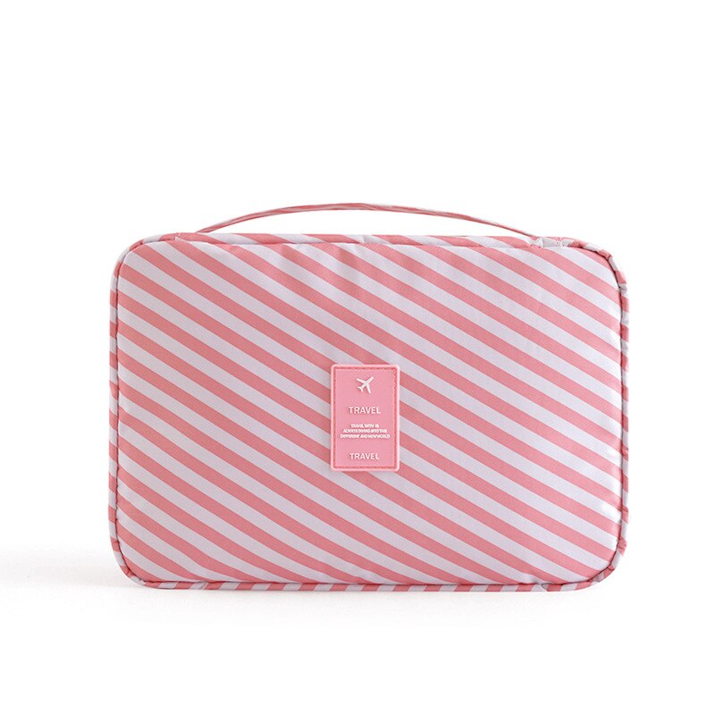 Travel Packing Organizers wash bag Makeup Cosmetic Toiletry Case Wash Organizer Storage Pouch Hanging Bag Travel Accessories: Pink Stripe / S