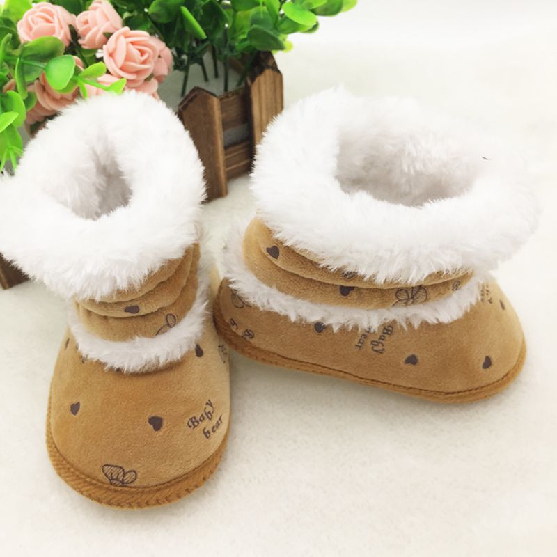 Baby 0-18 Months Prewalker Girls Winter Snow Boots Infant Solid Lace Up Shoes First Walker