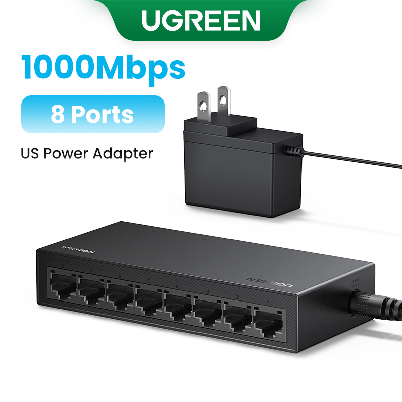 Ugreen switch ethernet 1000mbps mini extensão de rede 5/8 portas todos os gigabit para roteador lan hub completo/meio duplex plug and play: ROXO