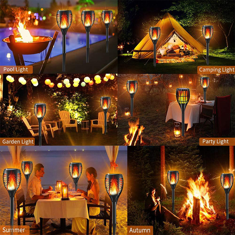 96 LED Solar Waterproof Flickering Flames Torch Lights Outdoor Solar Lantern Landscape Garden Decoration Lighting