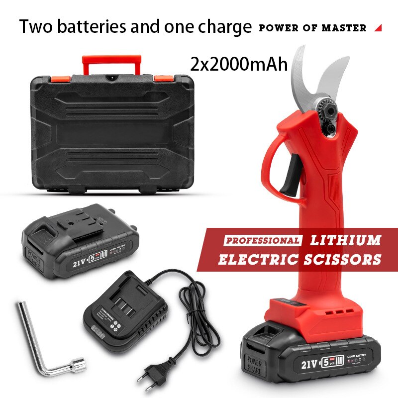 21V Cordless Pruner Electric Pruning Shear with 4000mAh Lithium-ion Battery Efficient Fruit Tree Bonsai Pruning Branches Cutter