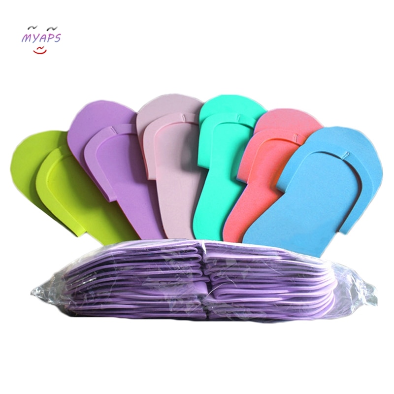 Pantuflas de espuma desechables para Spa y pedicura, sandalias de espuma para pedicura, chanclas para salón de belleza, 12 pares