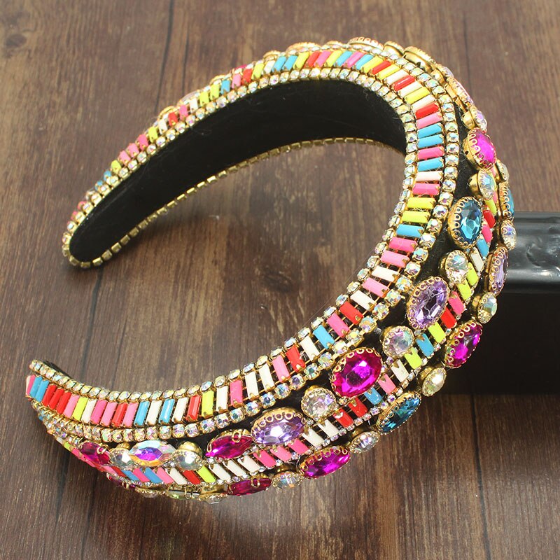 Diadema de lujo palaciego estilo europeo para mujer, bandana con diamantes de imitación brillantes, cristal barroco, esponja gruesa, para: shiny
