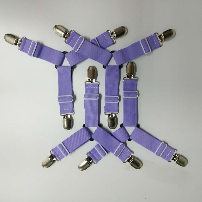 Drap de lit élastique avec pinces, 4 pièces/ensemble, attache de ceinture, Clips pour couverture de matelas, couvertures, support de couette, Textiles, Gadgets d&#39;organisation: 3 Head Purple (4Pcs)