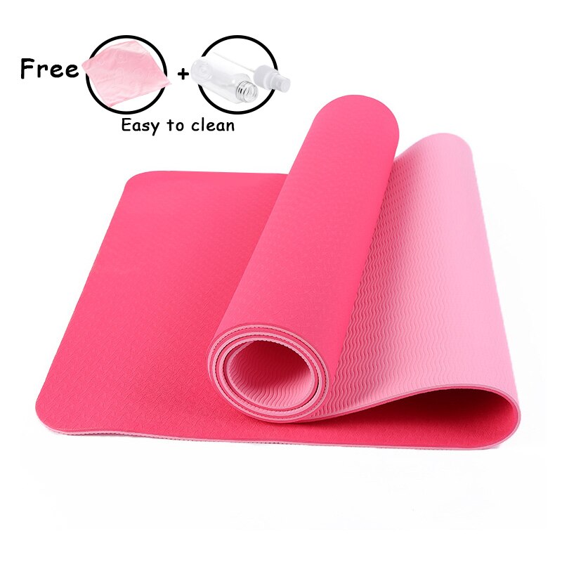6mm Yoga Mat - 183x61cm - TPE - Non-slip, High Resilience - For Fitness, Pilates, Beginners: Pink