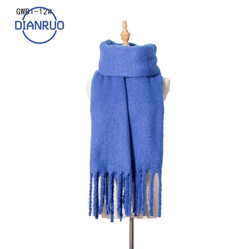 DIANRUO doux cachemire tricot écharpe pour les femmes hiver foulards Hijab solide Pashmina dame châle envelopper Double face écharpes Q351